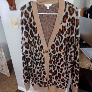 Animal print cardigan sweater size XL